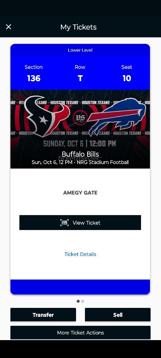 Houston Texans Vs Bills Tickets Oct 9 At 12