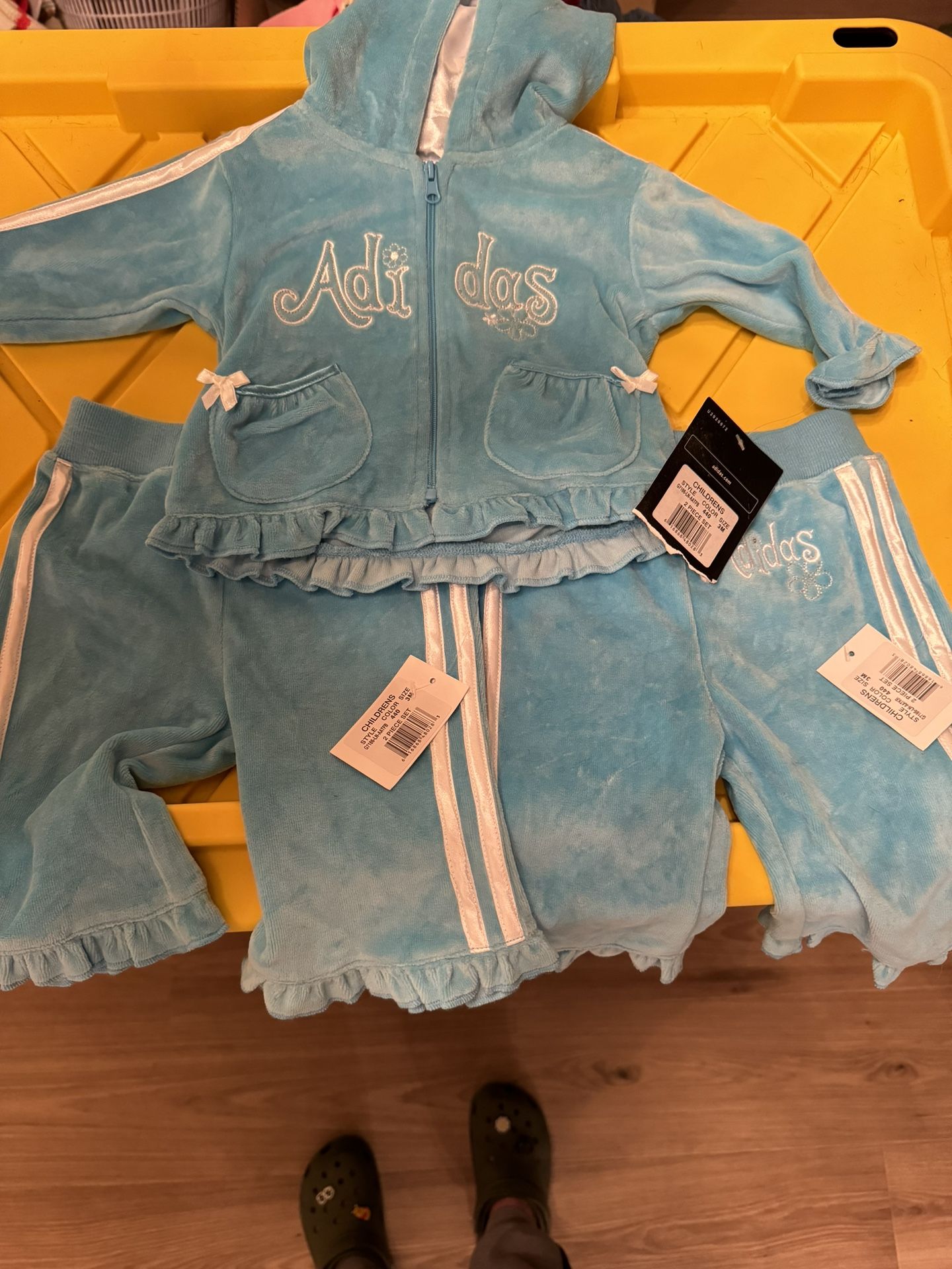 Brand New With Tags Adidas 3 Month Velour Hoodie And Pants 