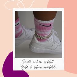 Small Diamond Cuban Anklet (24cm Or 27cm)