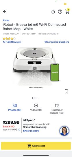 SALE PRICE !  New iRobot Braava Jet Robot Vacuum