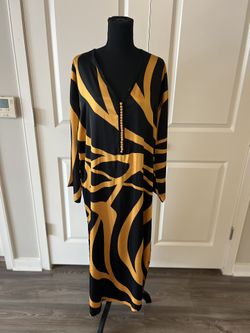 M/L New With No Tag/Yellow Mustard & Black Kaftan/Lounge wear /Cover Up