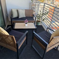 Complete Patio Set, Cushions, Pillows, Plants & Carpet