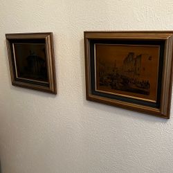 Pair Of Framed Copper Engravings 