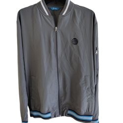 AT&T Employee Uniform Pullover Full Zip Side Pocket Jacket Large Grey Blue Coat

