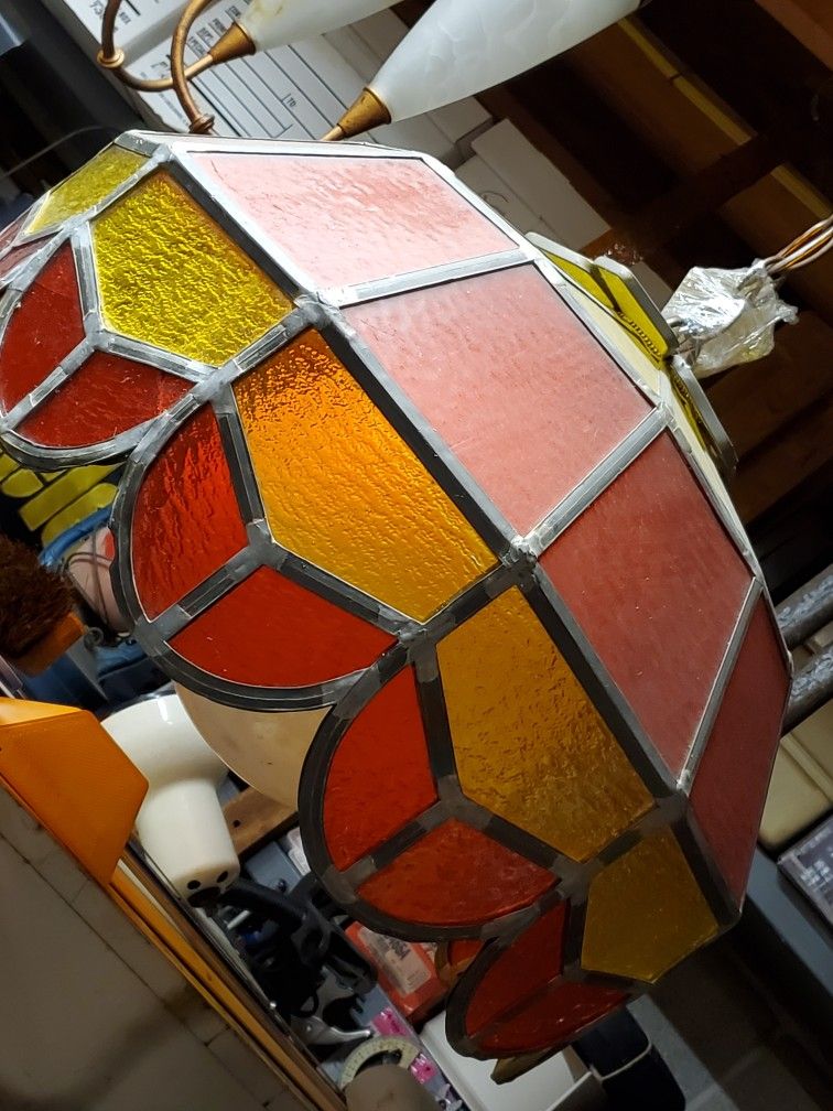 Swag Light- Tiffany Style Leaded Glass "Vintage"