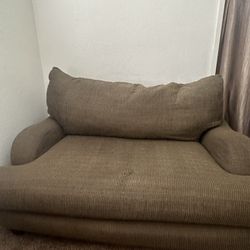 Oversized Chair, Loveseat Couch  -Green & Brown