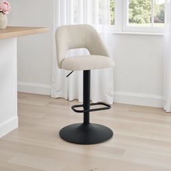 Upholstered Barstools With Adjustable Height And Footrest