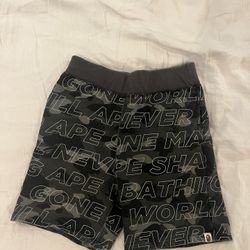 Bape Text Black Camo Sweat Shorts