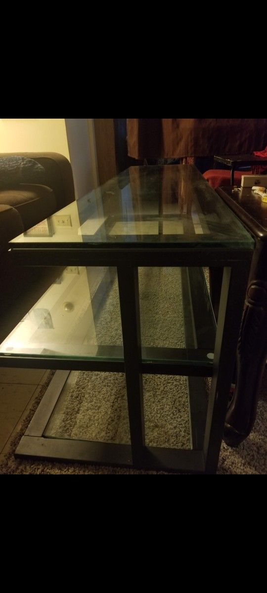 CRATE & BARREL Glasstop 3-Tier Table