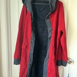 Women Red Coat Hoodie