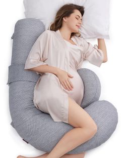 Momcozy Pregnancy Pillow,Original F Shaped Maternity Pillow For Pregnant Women With Adjustable Wedge Pillow, Full Body Support Pregnancy Pillow Gray