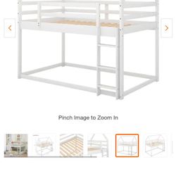 Wooden White bunk beds With house Top