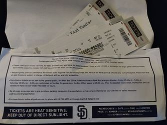 5 Padres tickets with food vouchers