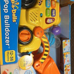 VTech Pop-a-Balls Push & Pop Bulldozer Yellow Pop Into Play And Have A Ball