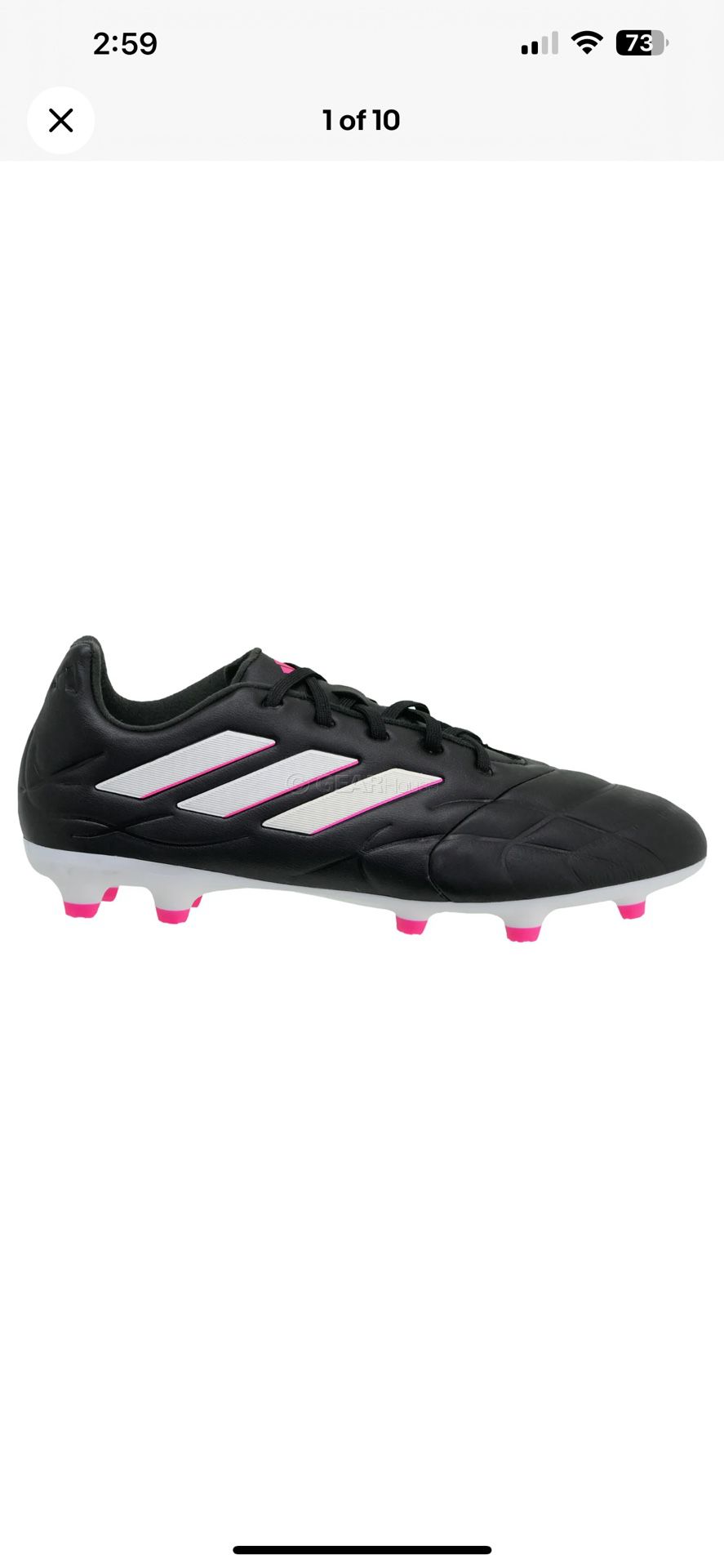 Adidas Copa Pure.3 FG Mens Leather Soccer Cleats, Black Pink, SIZE~10.5 MENS 