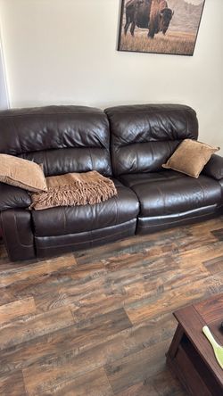 Dark Brown Leather Reclining Sofa set