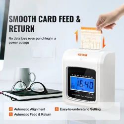 1#}Punch Time Clock, Time Tracker Machine for Employees of Small Business, 6 Punches per Day, Time Clock Punch Machine Includes 102 Time Cards, 1 Ink 