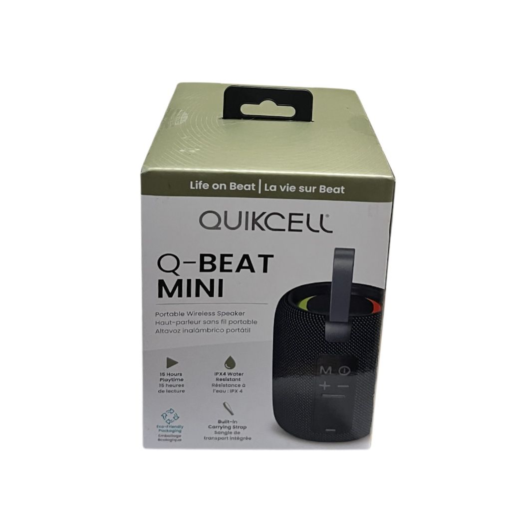 Quikcell Q-Beat Mini Portable Wireless Speaker – Water Resistant, RGB Light, 15 Hours Playtime