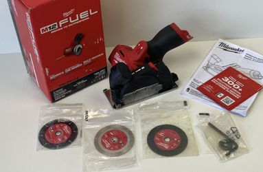 Milwaukee M12 FUEL 12V 3 in. Lithium-Ion Brushless Cordless Cut Off Saw (Tool-Only) with 3 in. Metal Cut Off Wheels (3-Pack)