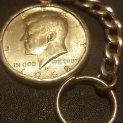 Vintage Silver Keychain Kennedy Coin