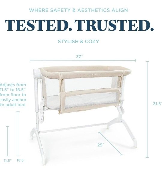Baby Delight Beside Me Wink Bassinet | Bedside Sleeper | 7-Position Height Adjustment | Organic Oat