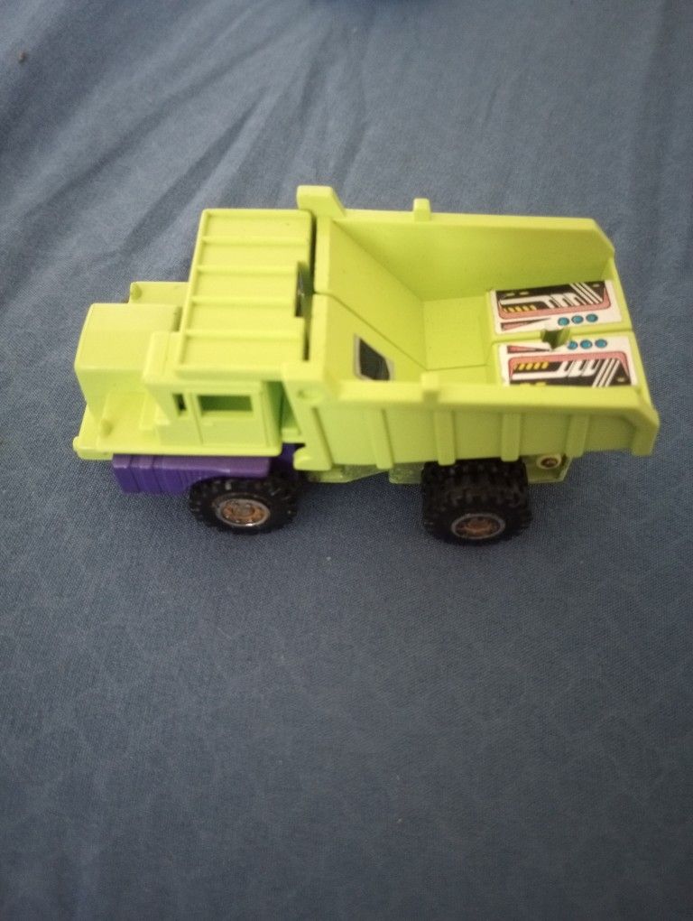 Vintage 1984 G1 Transformers Long Haul Decepticon Lime Green Dump Truck