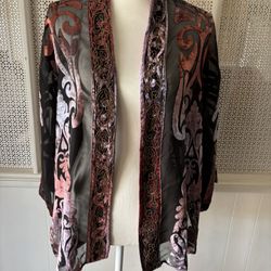 New Soft Surroundings Sophia Topper Beaded Kimono Cardigan Paisley