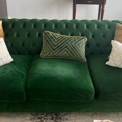 Emerald  Green Velvet Couch