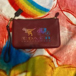 Coach red rexy carriage wristlet 