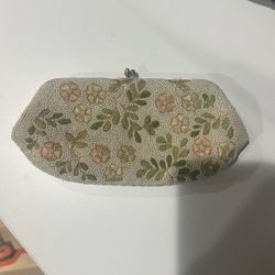 Vintage Jolles Embroidered And Hand Beaded Small Clutch