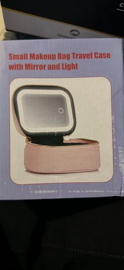 Small make up bag travel case with mirror & light
