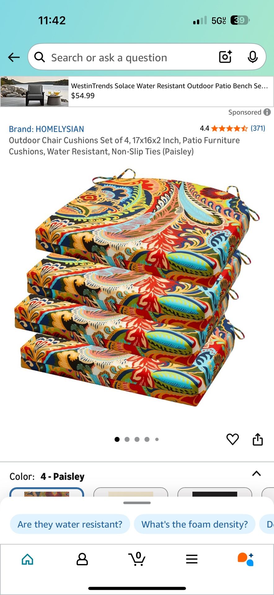 Seat Cushion 4pcs- Brand new - $35
