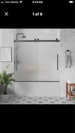 56 - 60 in. W x 58 in. H Sliding Frameless Tub Door