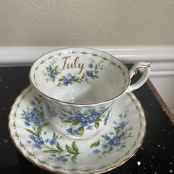 Vintage  Royal Albert “ Forget- Me-Not “ Form July Bone China Tea Cup & Saucer 