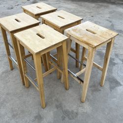 Wooden Bar Stools With Metal Accent