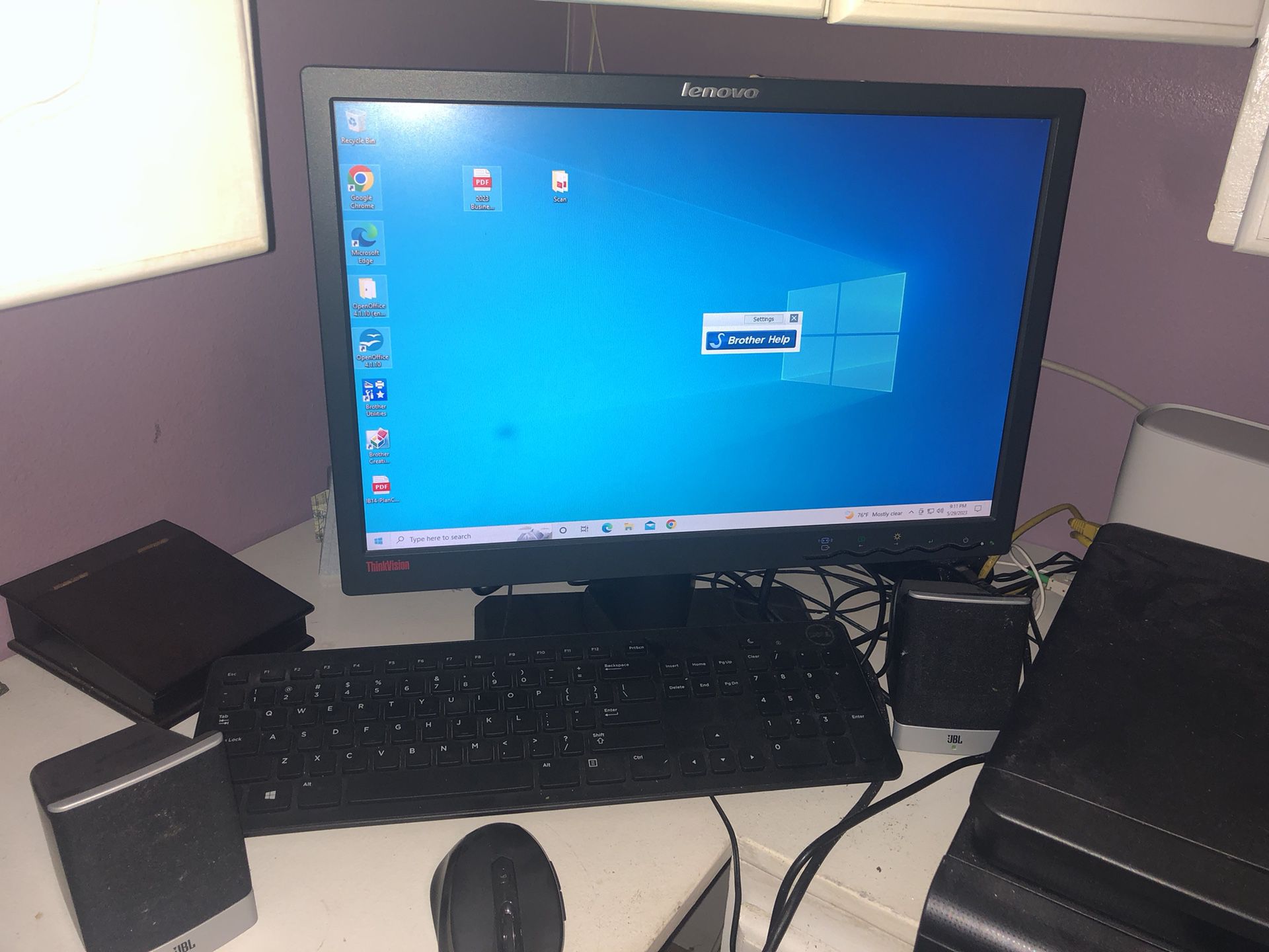 Dell Desktop Computer and Brother Printer Copier Scanner 