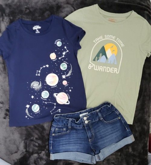 Girls shirts and shorties bundle Sizes 10-12