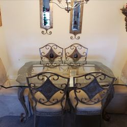 Marble and Glass Dining Room Set
