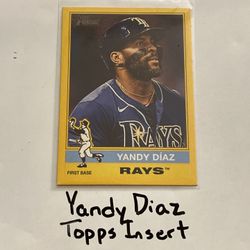 Yandy Diaz Tampa Bay Rays 1st Baseman Topps Short Print Insert Card. 