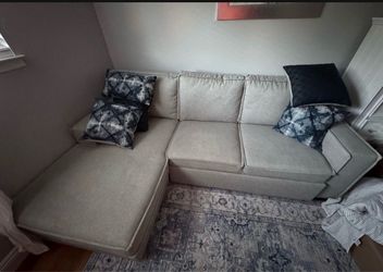 Beige Fabric Sectional Sofa with Chaise