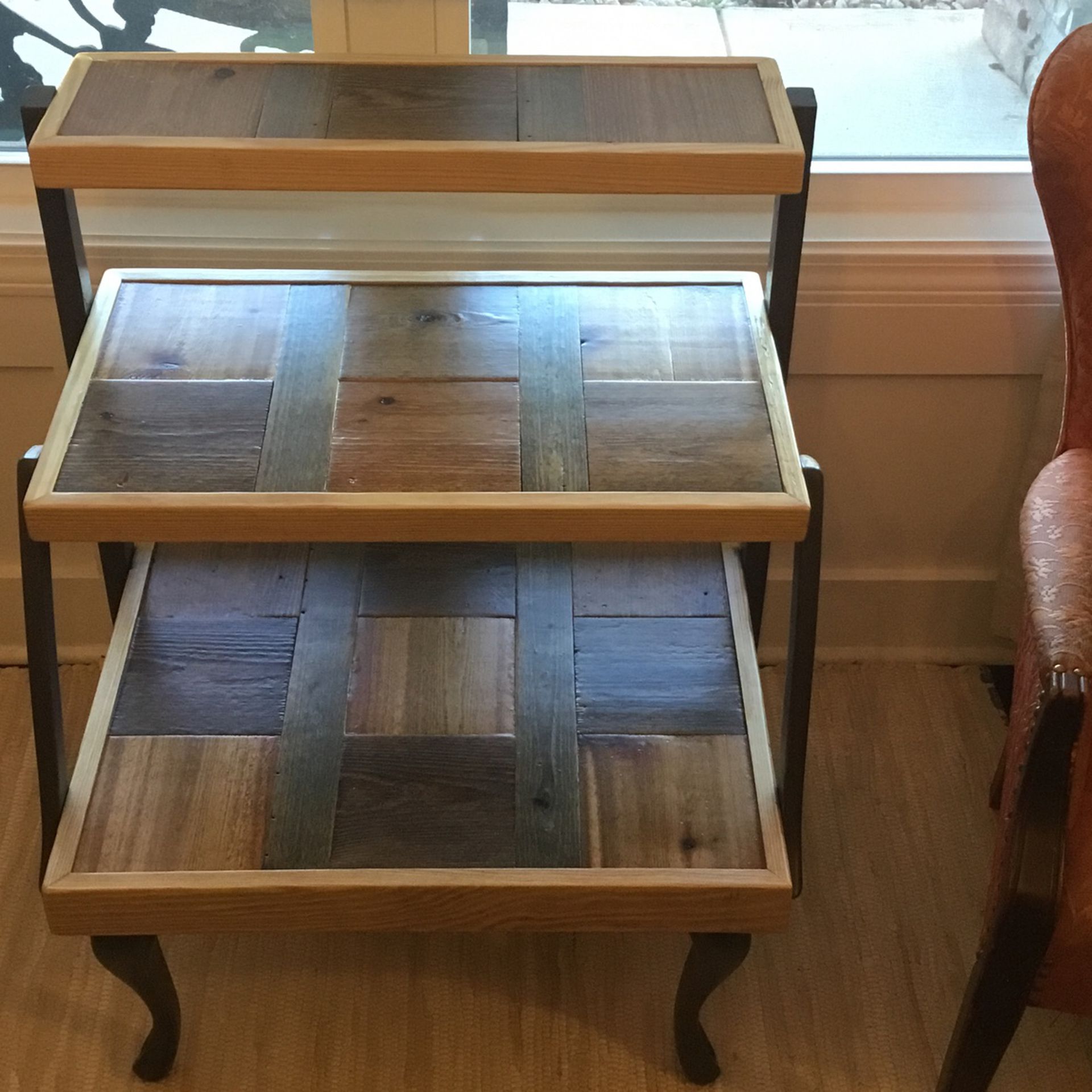 Art Design ,Three Shelve Side Table, Solid Wood , Cedar And Pine