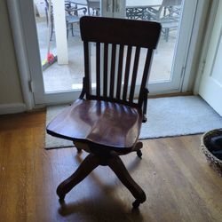 Vintage Wooden Swivel Office Chair