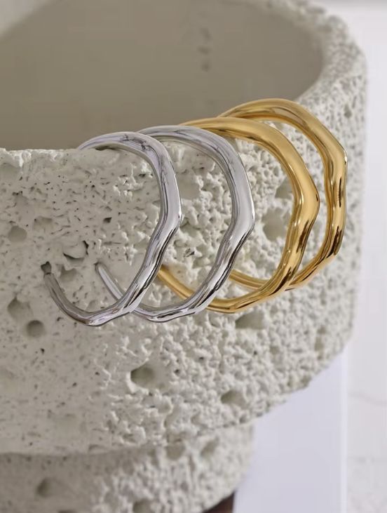 Stainless Steel Geometric Earrings Waterproof Metal 18K Gold Plated