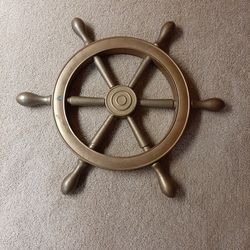 19" solid brass ship wheel nautical maritime man cave