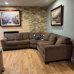 FREE DELIVERY- 3-Piece Brown Sectional Sofa