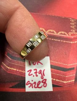 18K Solid Gold Wedding Ring NATURAL DIAMONDS 💎 STONES 2.7Gr Size 8