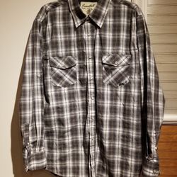 Coastal Mens Long Sleeve Snap Button Down Check Plaid Casual Shirt, Size XL