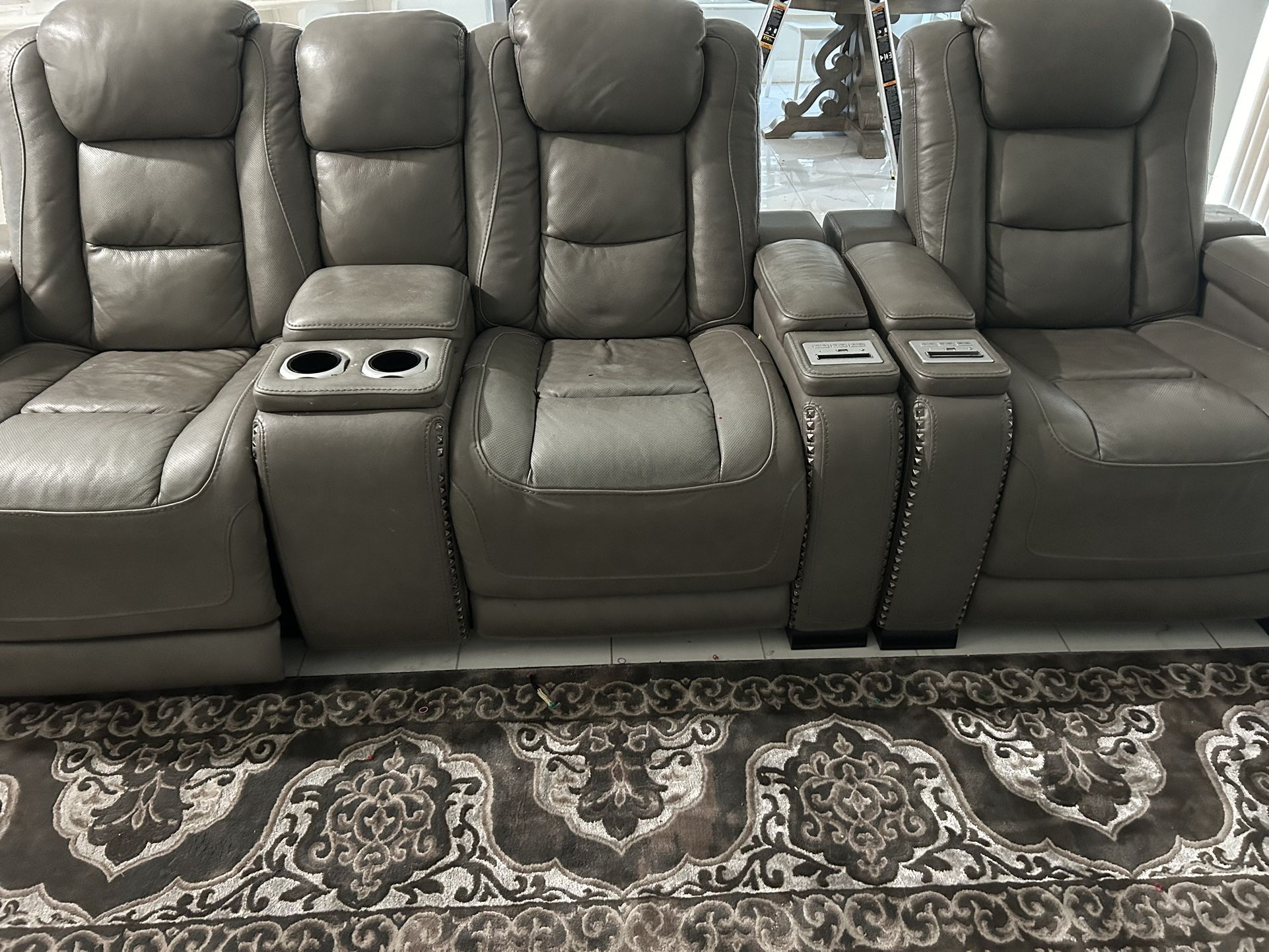 Ashley Furniture 3pc Recline Leather Couches