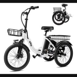 Qlife Triker Electric Bike, Peak 750W Brushless Motor Folding Trike Ebike, 468Wh Removable Battery, Step-Thru 3 Wheel Electric Bicycle, Up to 50 Miles