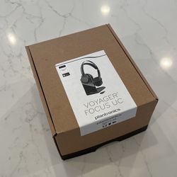 Poly- Voyager Focus UC with Charge Stand (Plantronics) - Bluetooth Dual-Ear (Stereo) Headset with Boom Mic - USB-A Compatible with PC and Mac - Activ